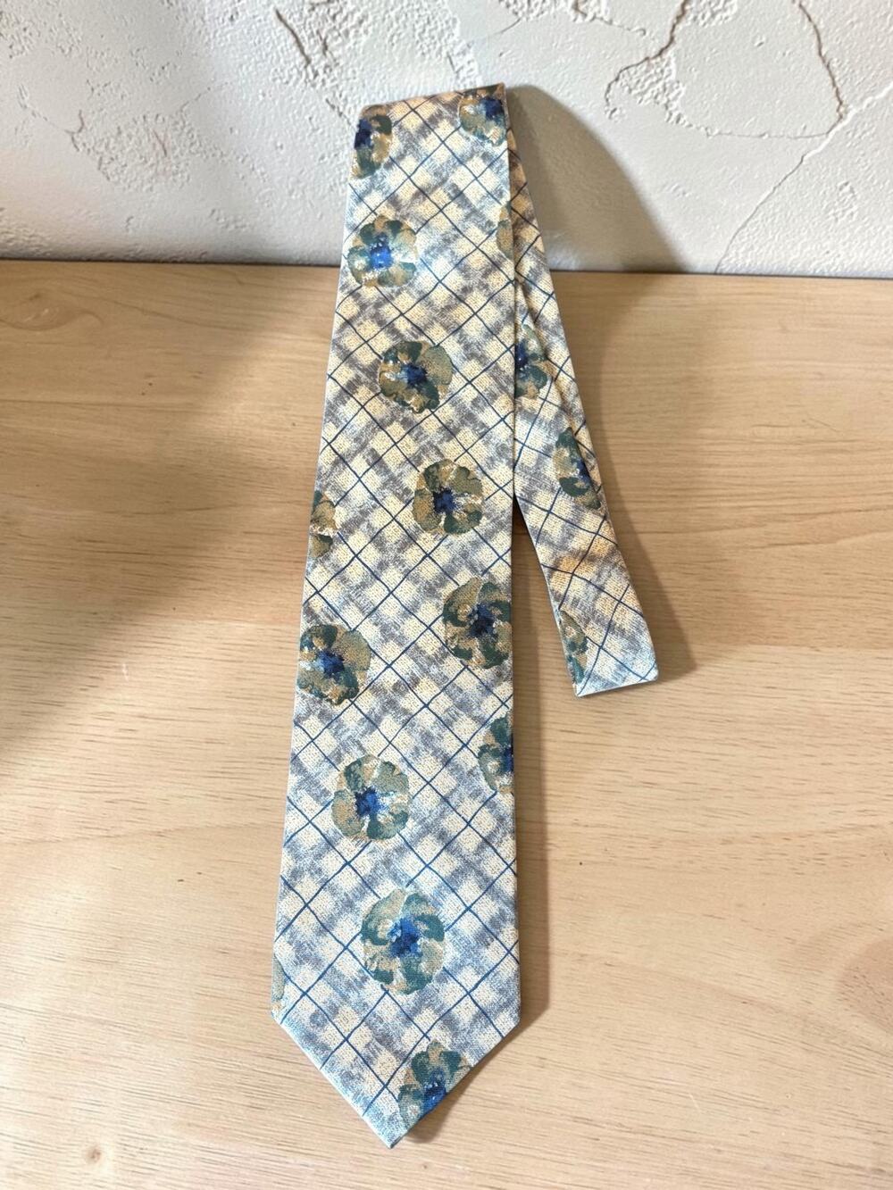 Vintage Structure 100% Silk Floral Plaid Necktie – Made in USA